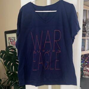 AUBURN University War Eagle Women's Navy Blue V-Neck Top